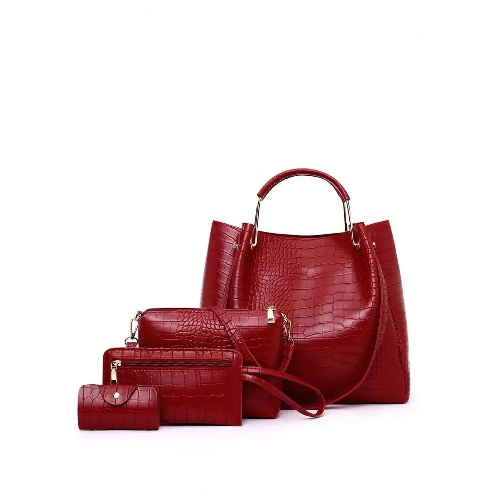 Solid Color Fashion Crocodile Pattern Retro Commuter Handheld Tote Bag Cross Body Bag Coin Purse Set Of 4
Solid Color Fashion Crocodile Pattern Retro Commuter Handheld Tote Bag Cross Body Bag Coin Purse Set Of 4
