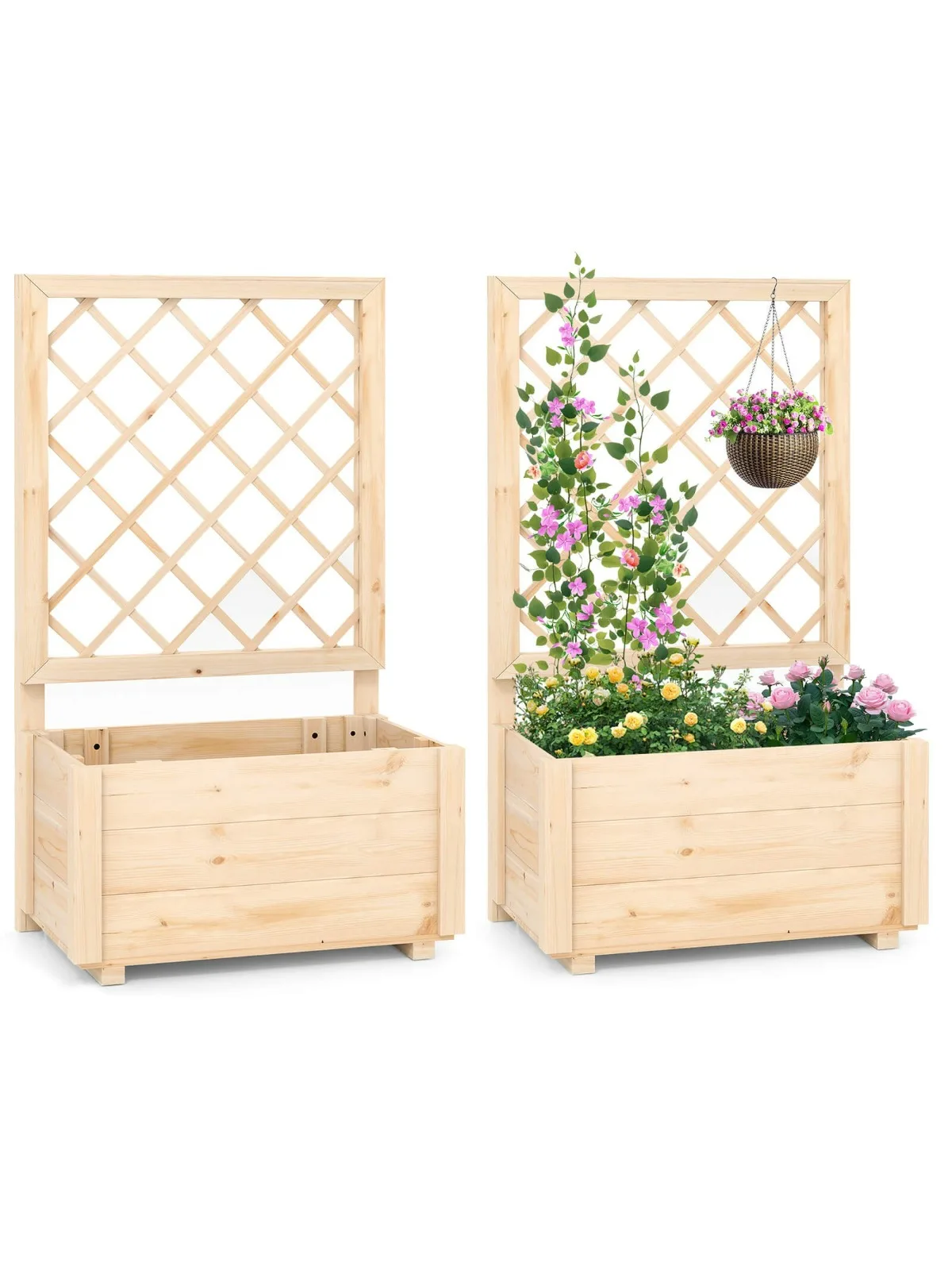 2PCS 40" Tall Wooden Raised Garden Bed w/Lattice Trellis for Climbing Vine
2PCS 40" Tall Wooden Raised Garden Bed w/Lattice Trellis for Climbing Vine