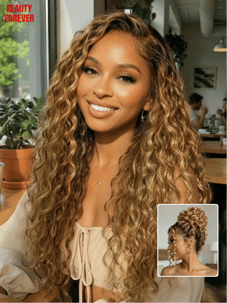 Beautyforever 13x4 Water Wave Glueless Human Hair Wig Honey Blonde with Brown Pre Cut Lace Pre Bleached Knots Ready to Wear
Beautyforever 13x4 Water Wave Glueless Human Hair Wig Honey Blonde with Brown Pre Cut Lace Pre Bleached Knots Ready to Wear