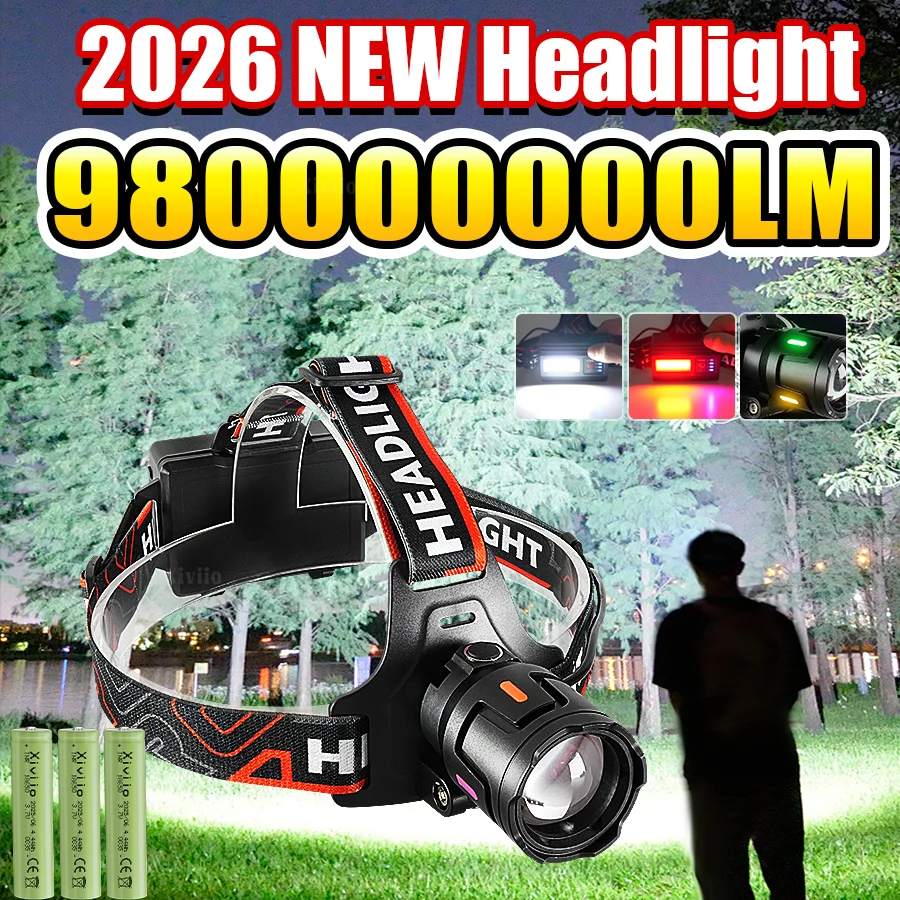 980000000LM Ultra Powerful LED Headlamp Super Bright Rechargeable Led Headlight Long Range 5800m Fishing Hunting Head Lantern
980000000LM Ultra Powerful LED Headlamp Super Bright Rechargeable Led Headlight Long Range 5800m Fishing Hunting Head Lantern