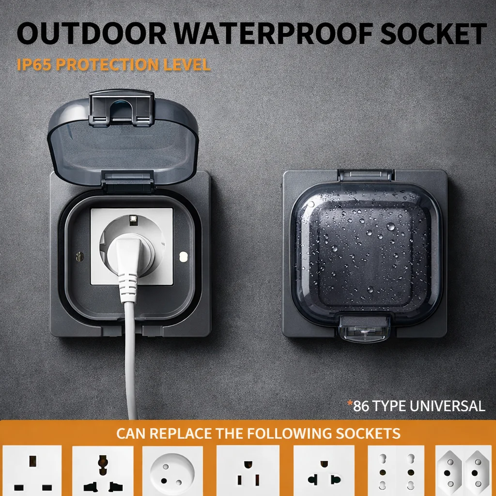 Weatherproof IP65 Outdoor Socket 16A 250V US/UK/UN/TH 10A Wall Plate for Bathroom Patio Garden Use
Weatherproof IP65 Outdoor Socket 16A 250V US/UK/UN/TH 10A Wall Plate for Bathroom Patio Garden Use