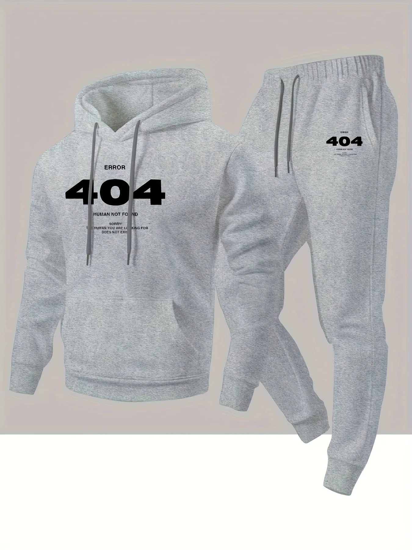 Autumn-Winter Men's Fashion "404" Creative Print Hooded Sweatshirt and Joggers Set, Street Style Loose Comfortable Sport
Autumn-Winter Men's Fashion "404" Creative Print Hooded Sweatshirt and Joggers Set, Street Style Loose Comfortable Sport