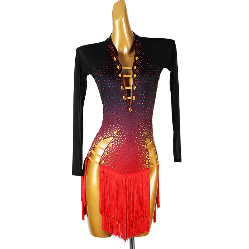 Latin Dance Competition Dress for Women Fringe Salsa Dance Clothes Long Sleeve Rumba Samba Party Stage Dancewear Costumes
Latin Dance Competition Dress for Women Fringe Salsa Dance Clothes Long Sleeve Rumba Samba Party Stage Dancewear Costumes