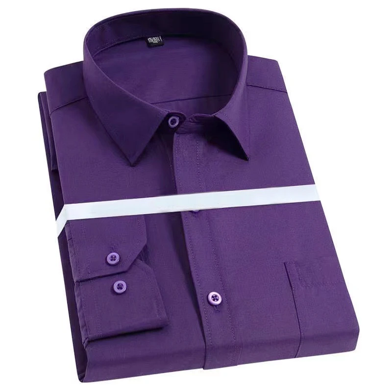 Classic Plain Men's Dress Shirt Long Sleeve Slim Fit Button Up Purple Yellow Men Business Formal Wedding Party Social Shirts
Classic Plain Men's Dress Shirt Long Sleeve Slim Fit Button Up Purple Yellow Men Business Formal Wedding Party Social Shirts