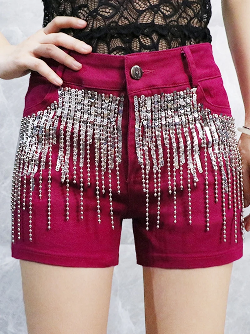 Модные джинсы с бахромой, женская верхняя одежда, яркие блестки, со средней талией, утягивающие модные джинсовые шорты, повседневные хлопковые эластичные брюки 
Модные джинсы с бахромой, женская верхняя одежда, яркие блестки, со средней талией, утягивающие модные джинсовые шорты, повседневные хлопковые эластичные брюки