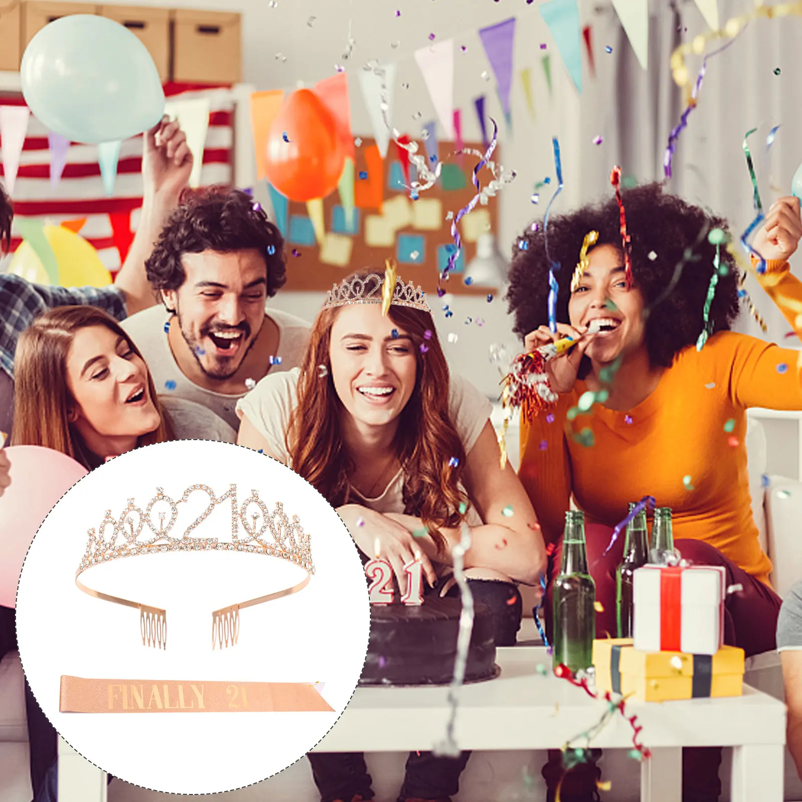 Корона, плечевой ремень, товары для вечеринок, декор, ткань, эластичный золотой подарок на день рождения, вечерние пояс для девочек, комплект короны на день рождения, орнамент, пояс для волос