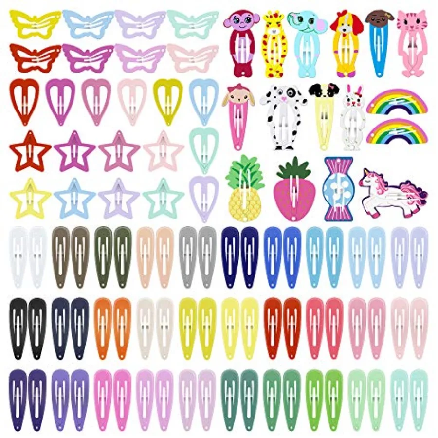 Hair Clips Colorful Hair Barrette Metal Cute Snap Hair Clips for Girls, Toddlers, - 2 inch, 100pcs
Hair Clips Colorful Hair Barrette Metal Cute Snap Hair Clips for Girls, Toddlers, - 2 inch, 100pcs