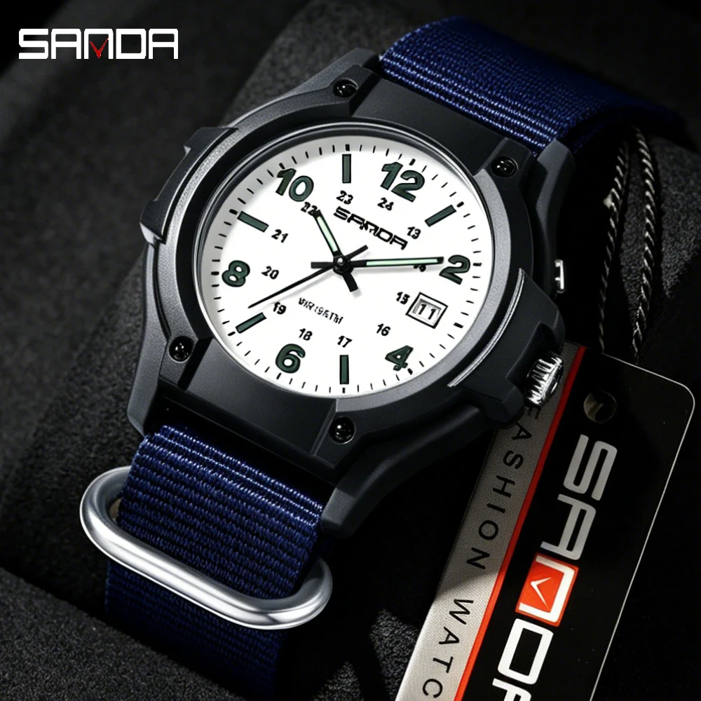SANDA Casual Sport Teen Watch Bright Luminous Dial Wear Resistant Nylon Strap Quartz Calendar Unisex Wristwatch
SANDA Casual Sport Teen Watch Bright Luminous Dial Wear Resistant Nylon Strap Quartz Calendar Unisex Wristwatch