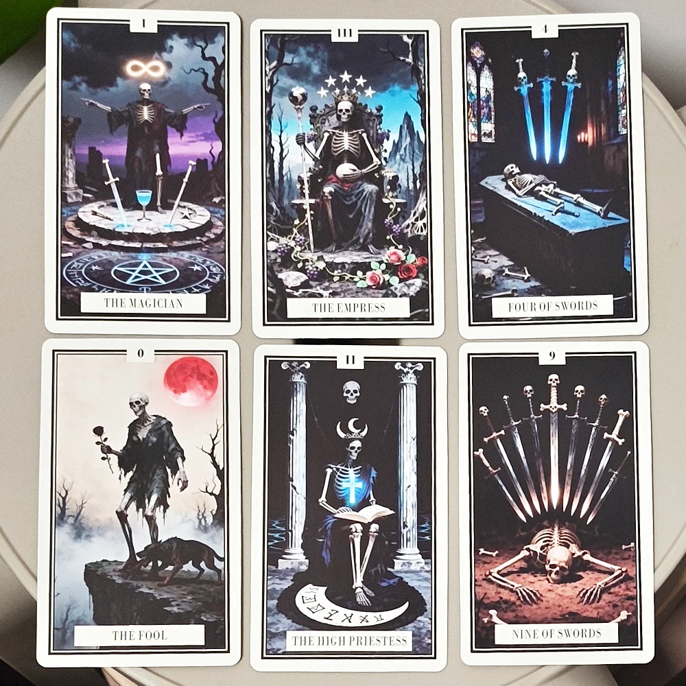 10.3*6cm Skeleton Tarot Deck - 78 Pcs Gothic Skeleton Art Tarot Cards for Divination, Dark Fantasy Skull & Bone Theme
10.3*6cm Skeleton Tarot Deck - 78 Pcs Gothic Skeleton Art Tarot Cards for Divination, Dark Fantasy Skull & Bone Theme