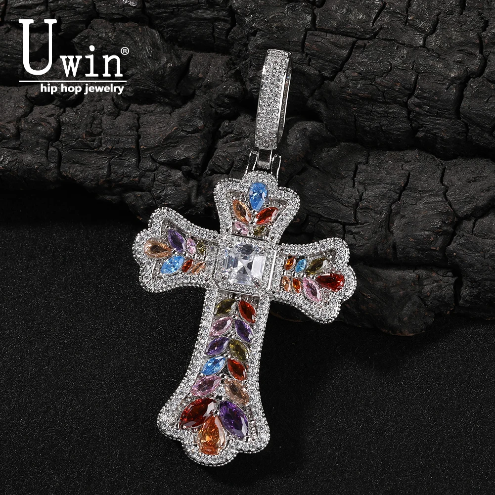 Uwin Rainbow Gems Prismatic Cross Pendant Chain Iced Out Cubic Zirconia 3D Cham Pendant Necklace Fashion Hiphop Jewelry
Uwin Rainbow Gems Prismatic Cross Pendant Chain Iced Out Cubic Zirconia 3D Cham Pendant Necklace Fashion Hiphop Jewelry