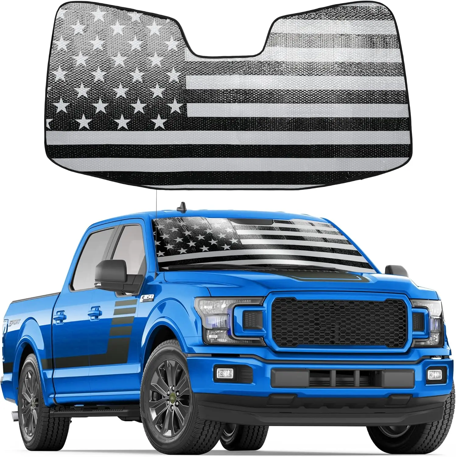 American Flag Windshield Sun Shade for Ford F-150 2015-2020, F-250/F-350 2017-2020 27"x58" Folding Front Window Sunshade
American Flag Windshield Sun Shade for Ford F-150 2015-2020, F-250/F-350 2017-2020 27"x58" Folding Front Window Sunshade
