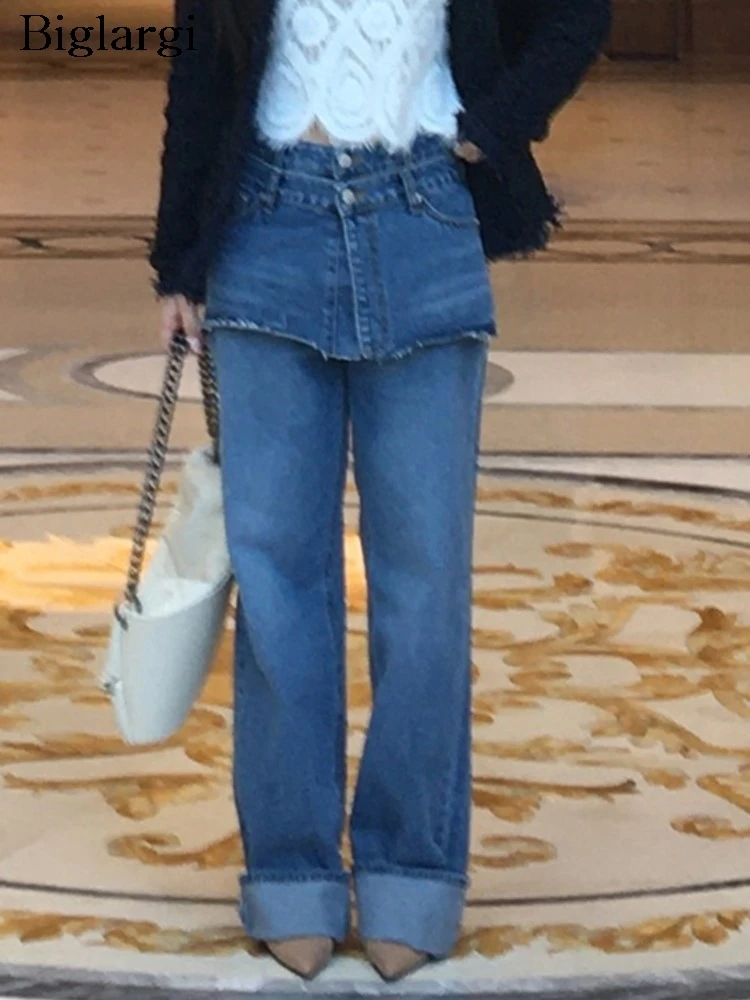 Jeans Spring Retro Pant Women High Waist Patchwork Fashion Ladies Trousers Korean Style Woman Long Straight Pants
Jeans Spring Retro Pant Women High Waist Patchwork Fashion Ladies Trousers Korean Style Woman Long Straight Pants