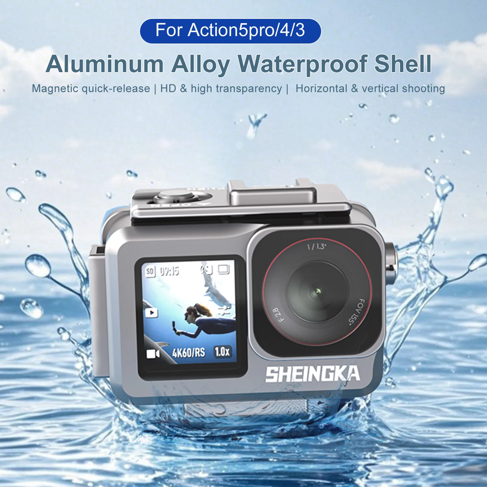 Подводный водонепроницаемый защитный чехол из алюминиевого сплава 40 м с портом расширения 1/4 холодного башмака для DJI Action 5 Pro/4/3
Подводный водонепроницаемый защитный чехол из алюминиевого сплава 40 м с портом расширения 1/4 холодного башмака для DJI Action 5 Pro/4/3