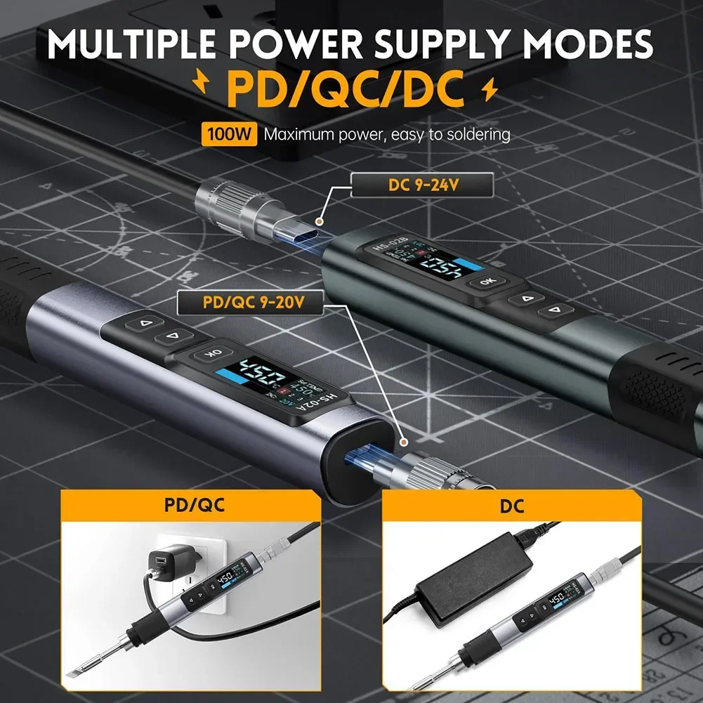HS-02A Smart Electric Soldering Iron Kit Portable Digital PD100W Adjustable Constant Temperature Fast Heating Repair Tool
HS-02A Smart Electric Soldering Iron Kit Portable Digital PD100W Adjustable Constant Temperature Fast Heating Repair Tool