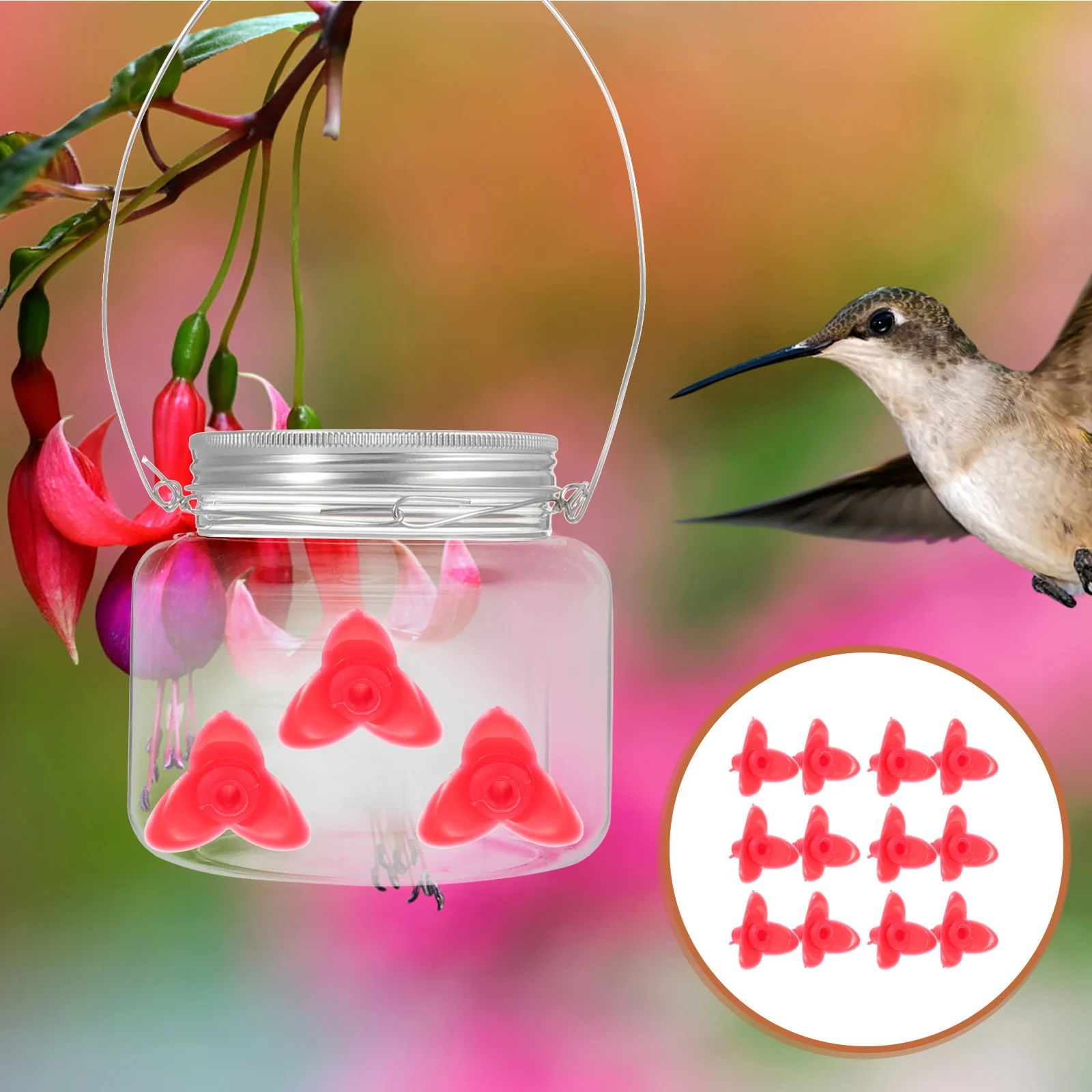 12Pcs Bird Feeder Flowers Hummingbird Feeding Ports Fine Workmanship Natural Decoration Easy to Use Hummingbird Feeder
12Pcs Bird Feeder Flowers Hummingbird Feeding Ports Fine Workmanship Natural Decoration Easy to Use Hummingbird Feeder