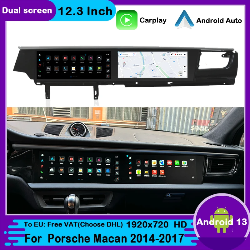 Dual screen 12.3" Android 13 Car Radio Multimedia Player DSP Carplay Android auto for Porsche Macan 2014-2017 GPS Navigation
Dual screen 12.3" Android 13 Car Radio Multimedia Player DSP Carplay Android auto for Porsche Macan 2014-2017 GPS Navigation