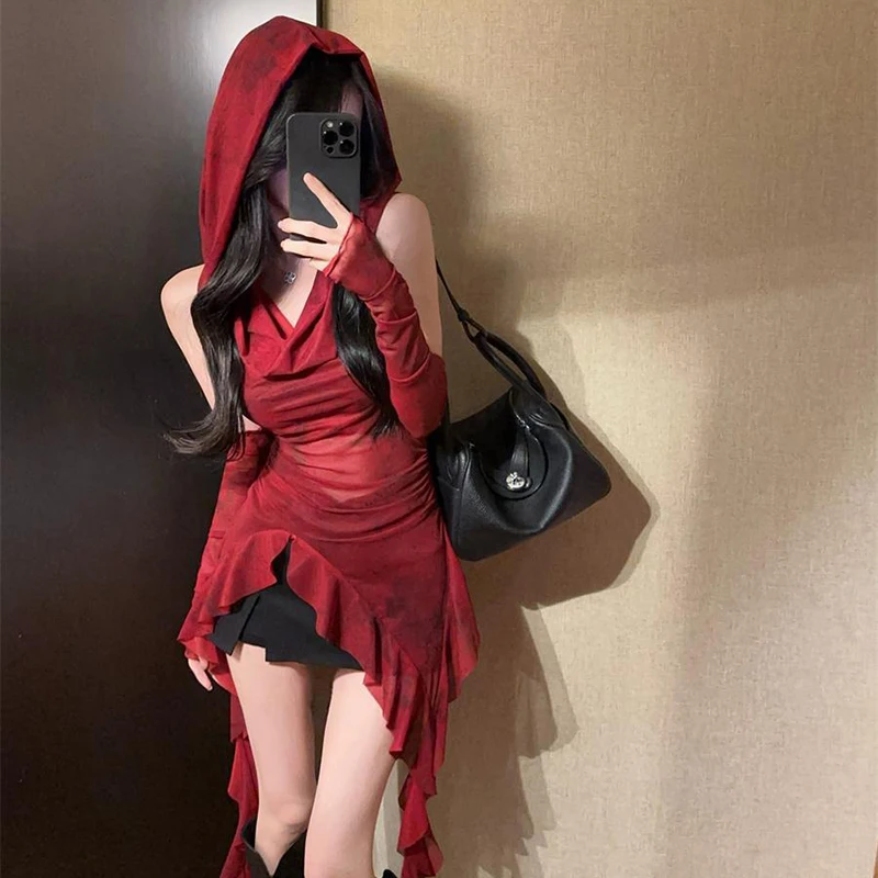Red Y2K Hooded T Shirt Women Ruffles Irregular Streetwear Hotsweet Slim Fit Tees Oversleeve American Fashion High Street Tops
Red Y2K Hooded T Shirt Women Ruffles Irregular Streetwear Hotsweet Slim Fit Tees Oversleeve American Fashion High Street Tops