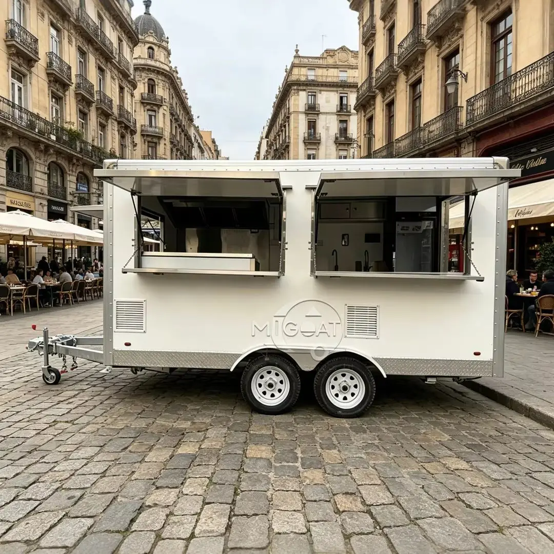 White 2-Axle Mobile Food Trailer with Dual Service Windows Commercial Food Truck for Fast Food & Street Vending
White 2-Axle Mobile Food Trailer with Dual Service Windows Commercial Food Truck for Fast Food & Street Vending