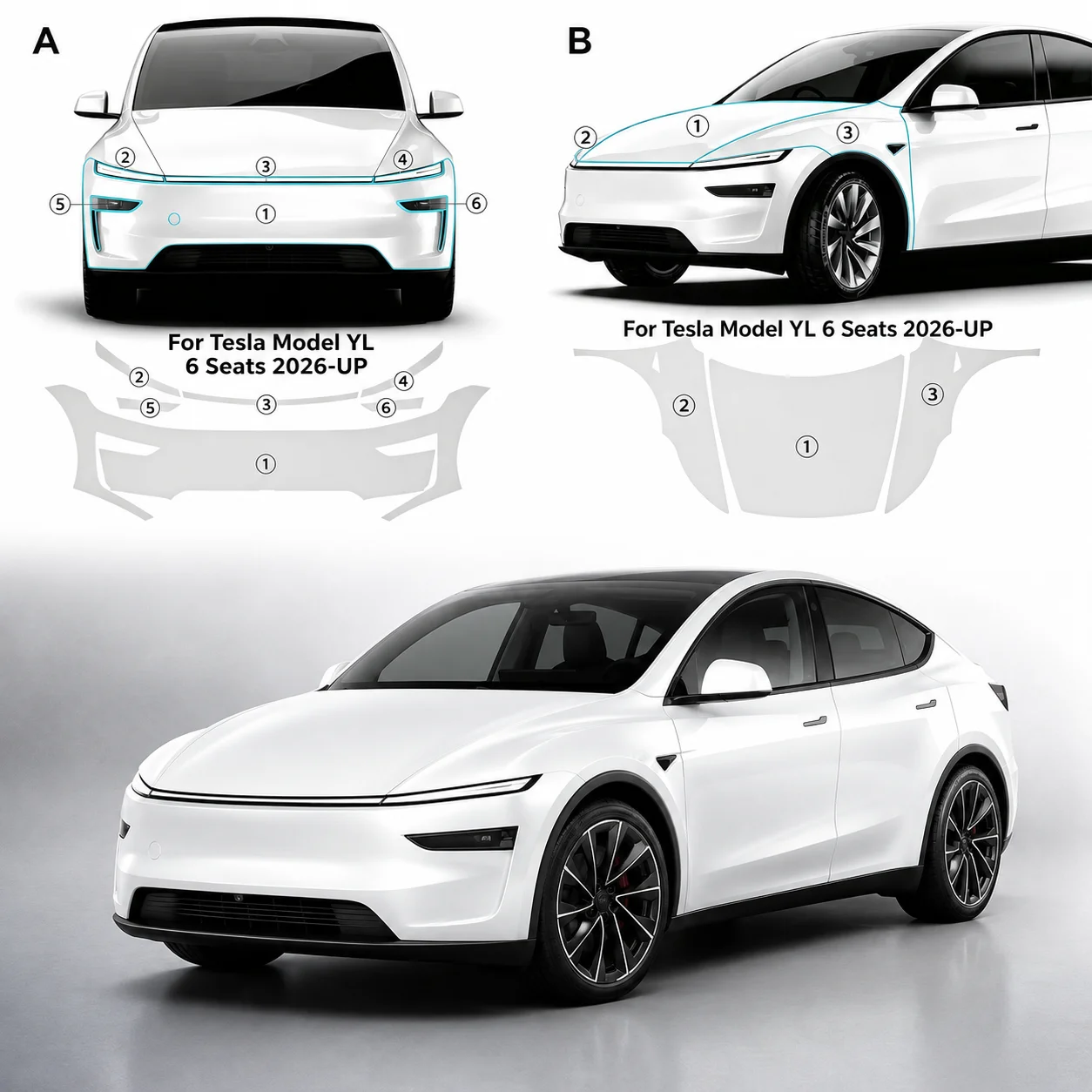 9Mil TPU Paint Protective Film Kit For Tesla Model YL 6 Seats 2026-UP Pre-cut PPF Clear Bra Car Body Anti-Scratch Resistant
9Mil TPU Paint Protective Film Kit For Tesla Model YL 6 Seats 2026-UP Pre-cut PPF Clear Bra Car Body Anti-Scratch Resistant