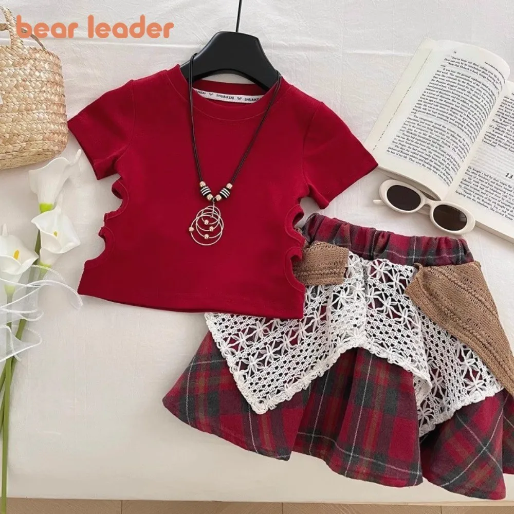 Bear Leader Summer Fashion Red Christmas and New Year Girls Clothes Plain Short Sleeved Top+Patchwork Lace Plaid Skirt 2 Pcs Set
Bear Leader Summer Fashion Red Christmas and New Year Girls Clothes Plain Short Sleeved Top+Patchwork Lace Plaid Skirt 2 Pcs Set