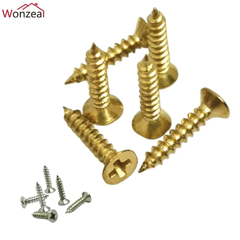 100pcs/pack Yellow Bronze Silver Iron Self Tapping Wood Screw Assortment Kit Lock Nut Wood Flat head Thread Nail Screw Fastener
100pcs/pack Yellow Bronze Silver Iron Self Tapping Wood Screw Assortment Kit Lock Nut Wood Flat head Thread Nail Screw Fastener