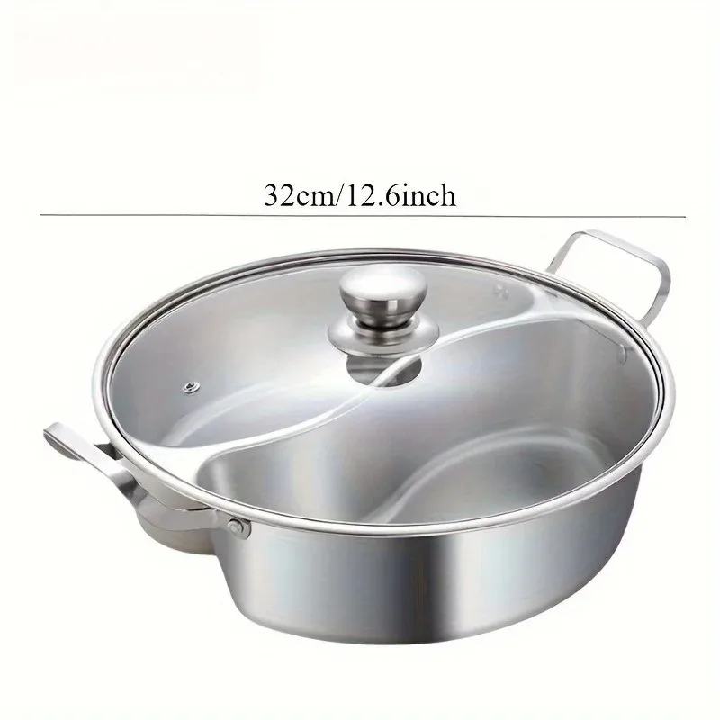Stainless Steel 12.6 Inch Hot Pot with Dual Divider, Induction Cooktop Compatible, Family Size Chinese Hot Pot for Party
Stainless Steel 12.6 Inch Hot Pot with Dual Divider, Induction Cooktop Compatible, Family Size Chinese Hot Pot for Party