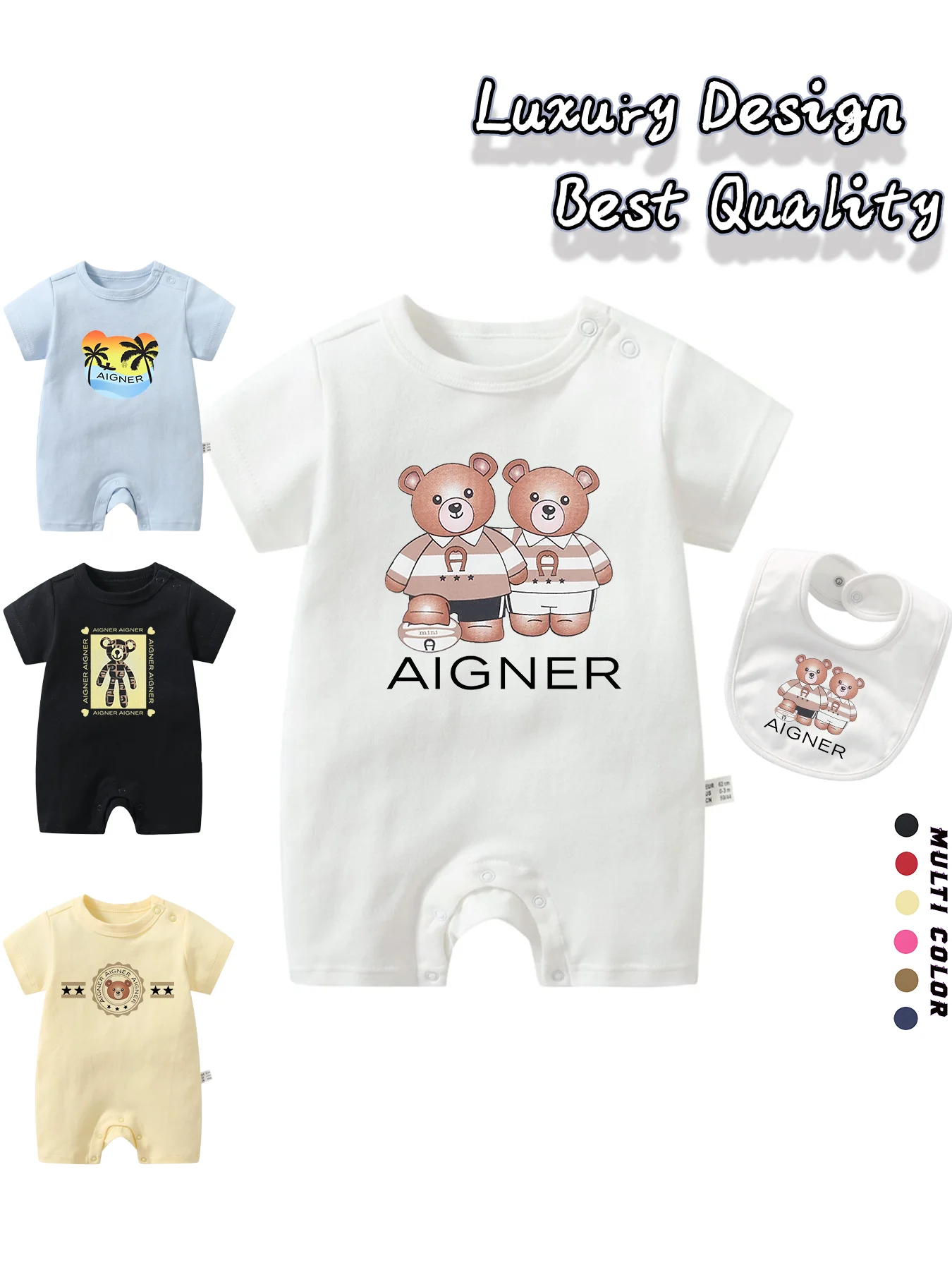 Cute Bear Jumpsuit Newborns Summer Clothes 2025 Hot Sale New Cartoon print Bib scarf Toddler Rompers 2Pcs Set Baby Short sleeve
Cute Bear Jumpsuit Newborns Summer Clothes 2025 Hot Sale New Cartoon print Bib scarf Toddler Rompers 2Pcs Set Baby Short sleeve