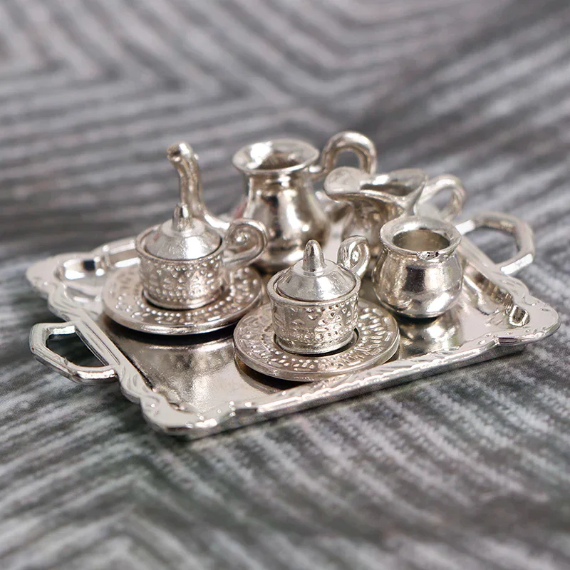 10pc 1/12 Dollhouse Miniature Silver Metal Tea Coffee Tray Tableware Set For Kids Creative Play
10pc 1/12 Dollhouse Miniature Silver Metal Tea Coffee Tray Tableware Set For Kids Creative Play