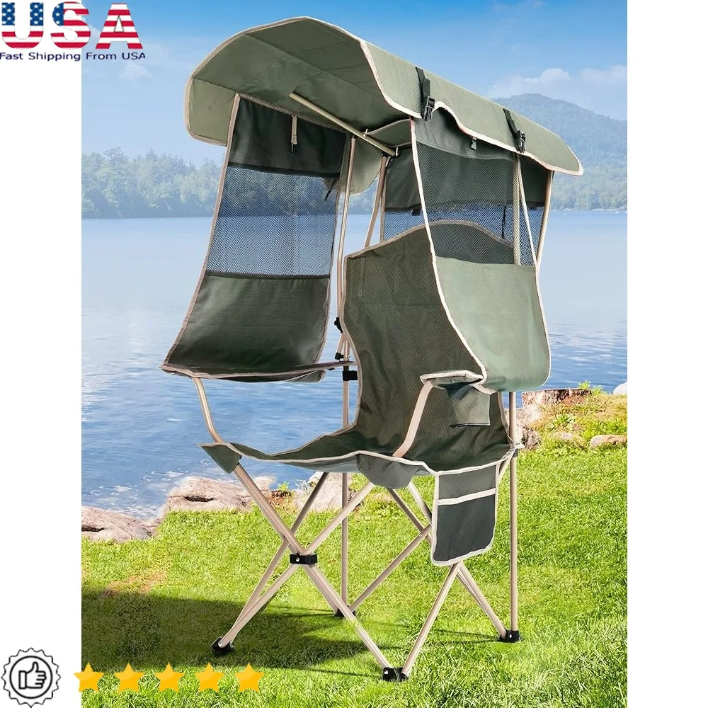 Folding Beach Chair with Canopy Shade Camping Chair Cup Holder Side Pocket Adjustable Sun Protection Support 330 lbs Heavy Duty
Folding Beach Chair with Canopy Shade Camping Chair Cup Holder Side Pocket Adjustable Sun Protection Support 330 lbs Heavy Duty