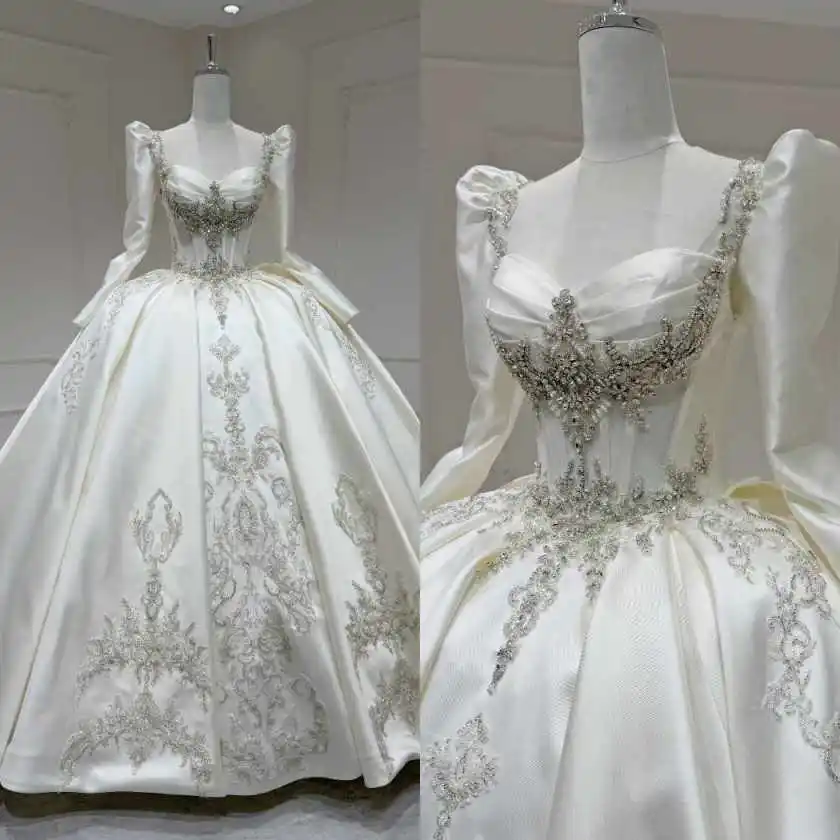 Romantic Beading Bride For Women Long Sleeve Crystals Ball Gown Wedding Dresses Customized Vestidos De Novia
Romantic Beading Bride For Women Long Sleeve Crystals Ball Gown Wedding Dresses Customized Vestidos De Novia