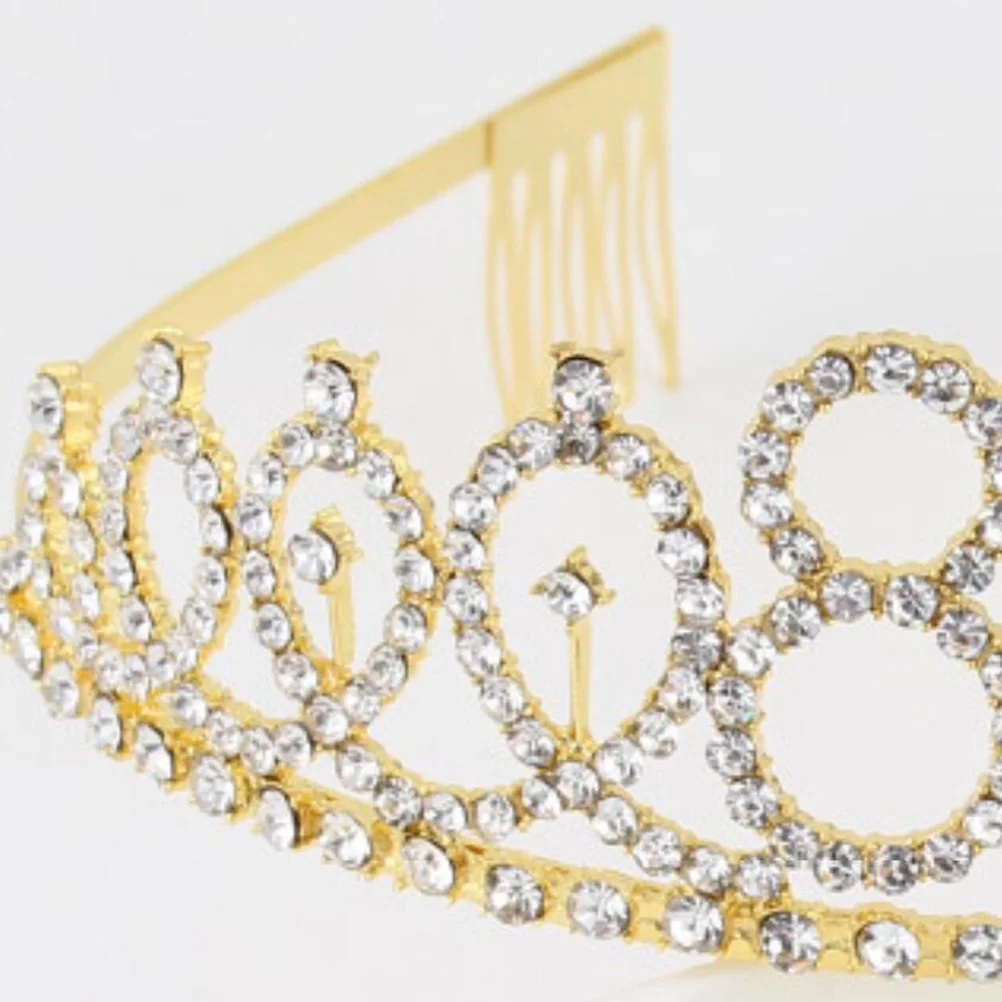 1pc Alloy Rhinestone With Insertion Comb Decorative Birthday Crown For 80Th Party Engagement Number Crown Golden Hair Accessory 
1pc Alloy Rhinestone With Insertion Comb Decorative Birthday Crown For 80Th Party Engagement Number Crown Golden Hair Accessory