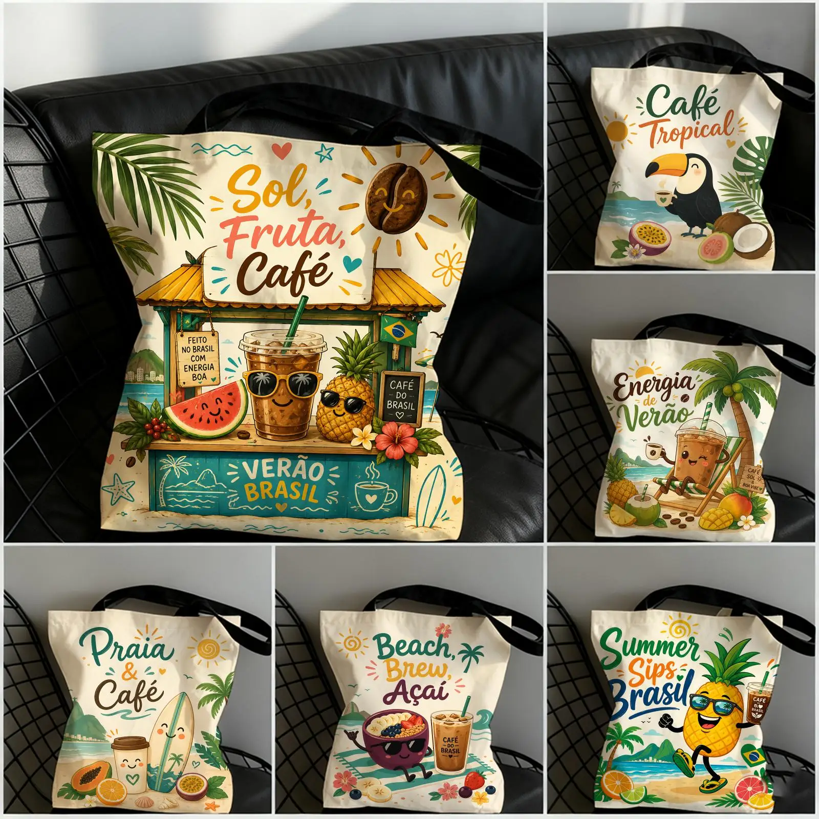 Brazil Summer Energy Storage Bags Double-Sided Printed Canvas Tote Bag Large Capacity Women Shoulder Handbag
Brazil Summer Energy Storage Bags Double-Sided Printed Canvas Tote Bag Large Capacity Women Shoulder Handbag