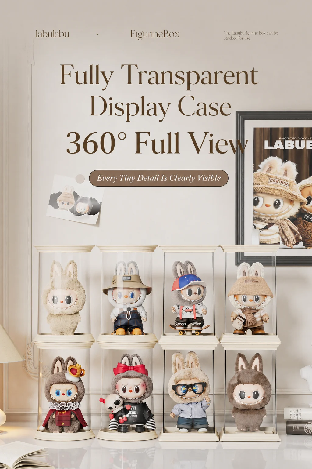 Clear Collectible Display Case for Labubu Dolls Acrylic Figure Box Dustproof Stackable Shelf Organizer(without dolls))
Clear Collectible Display Case for Labubu Dolls Acrylic Figure Box Dustproof Stackable Shelf Organizer(without dolls))