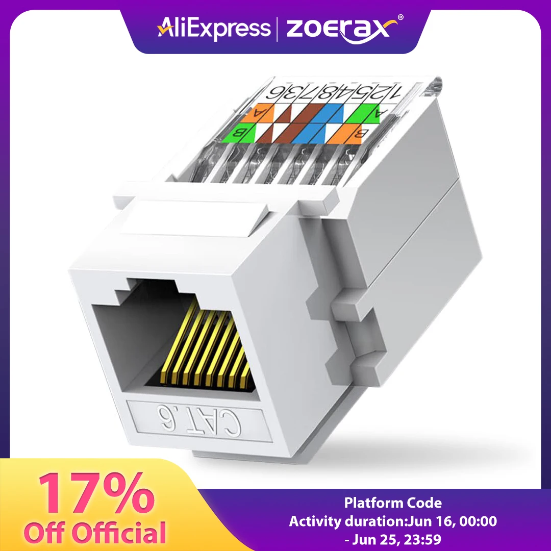 ZoeRax Cat6 RJ45 Tool-Less Keystone Ethernet Module Female Jack Network Punch Down Connector (Not compatible with Patch Panel)
ZoeRax Cat6 RJ45 Tool-Less Keystone Ethernet Module Female Jack Network Punch Down Connector (Not compatible with Patch Panel)