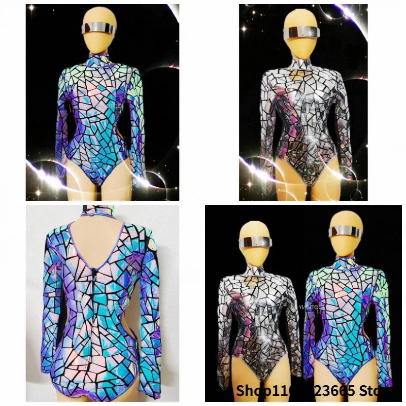 Women Laser Mirror Sequins Long Sleeves Short Shiny Costumes Flashing Silver Blue-purple Outfit Sexy Female Nightclub Show Suits
Women Laser Mirror Sequins Long Sleeves Short Shiny Costumes Flashing Silver Blue-purple Outfit Sexy Female Nightclub Show Suits