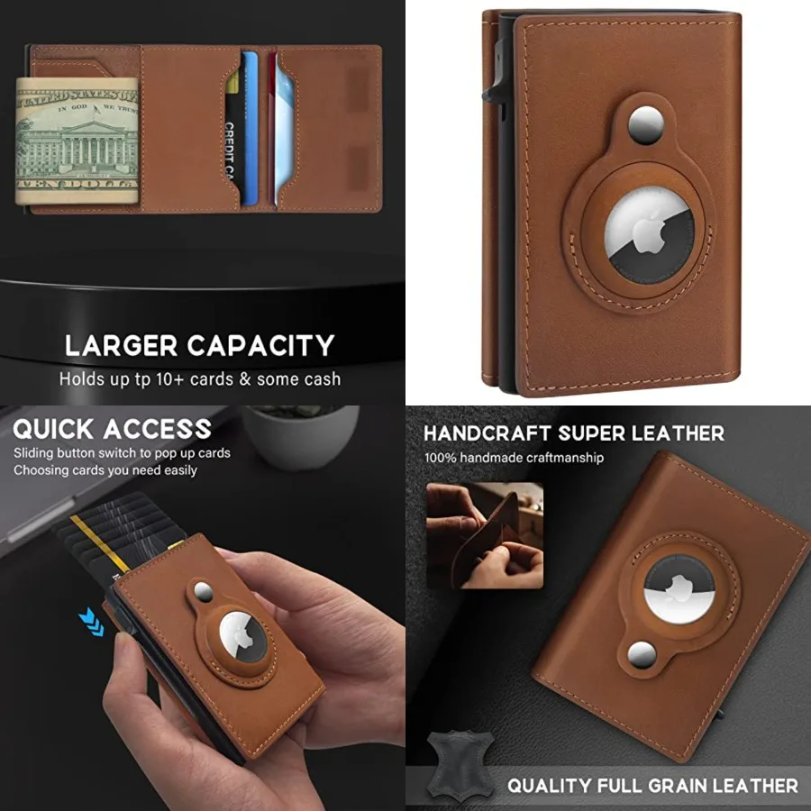 AirTag Wallet Genuine Leather Air Tag Wallet RFID Technology Credit Card Holder with Minimalist Wallet for Men for Apple AirTag
AirTag Wallet Genuine Leather Air Tag Wallet RFID Technology Credit Card Holder with Minimalist Wallet for Men for Apple AirTag