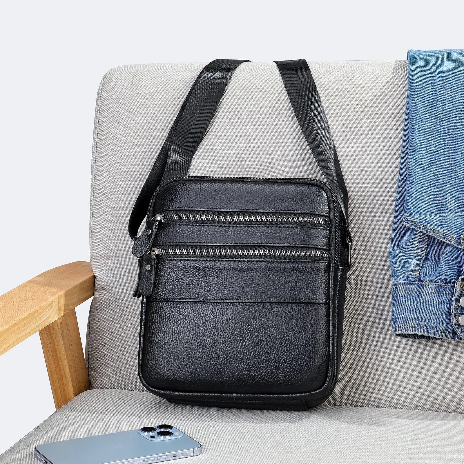 Casual Fashion Men's Genuine Leather Shoulder Bag Men's Designer Bag Small Black Messenger Bags For Phone Pouch Cowhide
Casual Fashion Men's Genuine Leather Shoulder Bag Men's Designer Bag Small Black Messenger Bags For Phone Pouch Cowhide