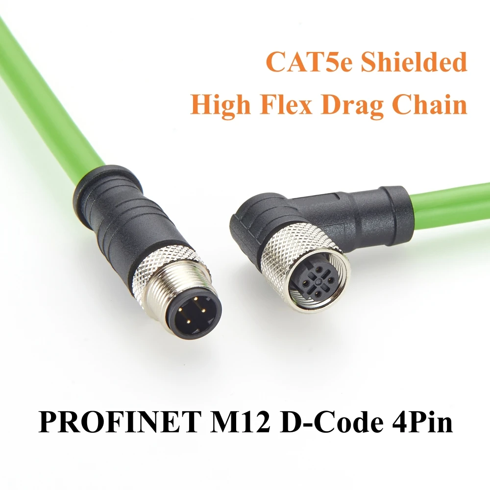Right Angle M12 D-Code 4 Pin Male to Female Extension Cable CAT5e IP67 Drag Chain Industrial Ethernet Cable for PROFINET, Roboti
Right Angle M12 D-Code 4 Pin Male to Female Extension Cable CAT5e IP67 Drag Chain Industrial Ethernet Cable for PROFINET, Roboti