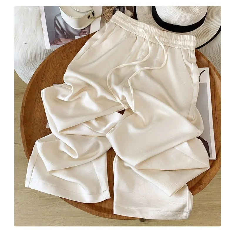 Thin High-Waisted Draping Sun Protection Ice Silk Casual Pants Women's 2026 Summer Pink Satin Jacquard Acetate Wide-Leg Pants
Thin High-Waisted Draping Sun Protection Ice Silk Casual Pants Women's 2026 Summer Pink Satin Jacquard Acetate Wide-Leg Pants