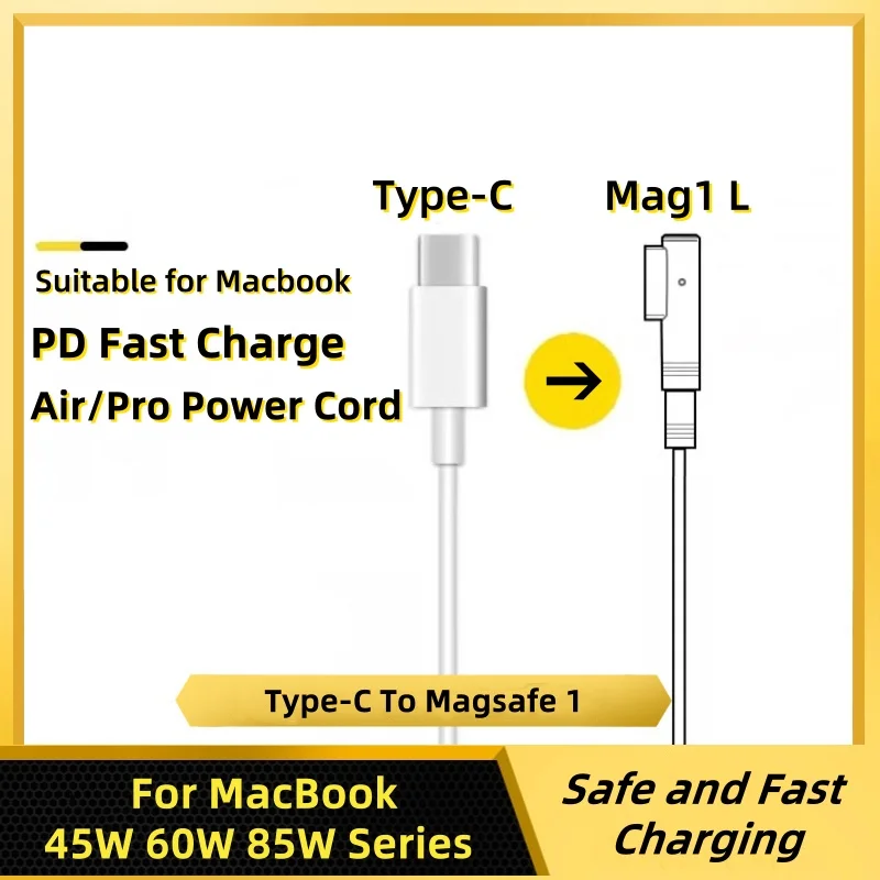 Magsafe 1 charging cable for MacBook fast charging cable charging USB-C to Magsafe 1 L-head
Magsafe 1 charging cable for MacBook fast charging cable charging USB-C to Magsafe 1 L-head