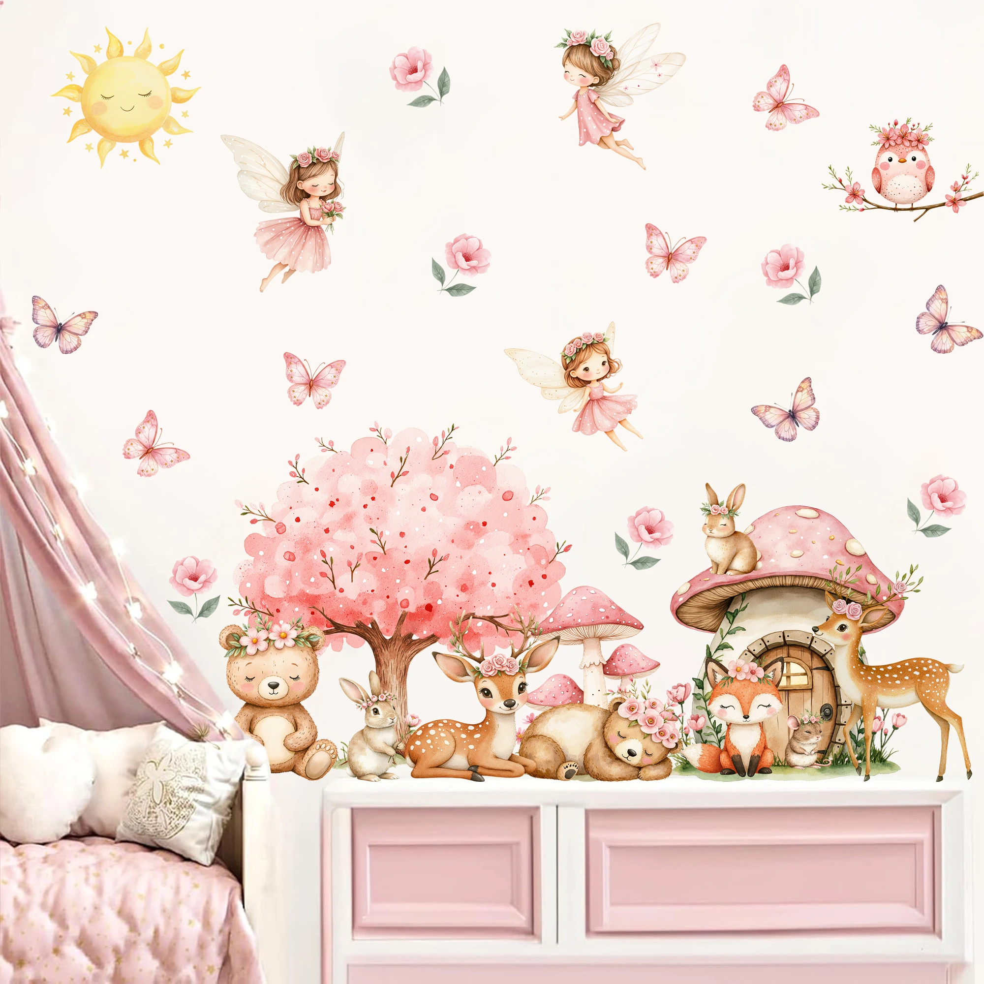 Cartoon Fairy Animals Flowers Trees Mushroom House Wall Sticker Child Room Girls Room Decal Kids Baby Room Bedroom Home Decor
Cartoon Fairy Animals Flowers Trees Mushroom House Wall Sticker Child Room Girls Room Decal Kids Baby Room Bedroom Home Decor