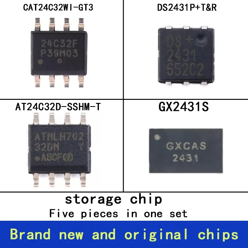 5PCS Brand - new original chips, memory ICs: CAT24C32WI - GT3, DS2431P + T&R, AT24C32D - SSHM - T, GX2431S.
5PCS Brand - new original chips, memory ICs: CAT24C32WI - GT3, DS2431P + T&R, AT24C32D - SSHM - T, GX2431S.