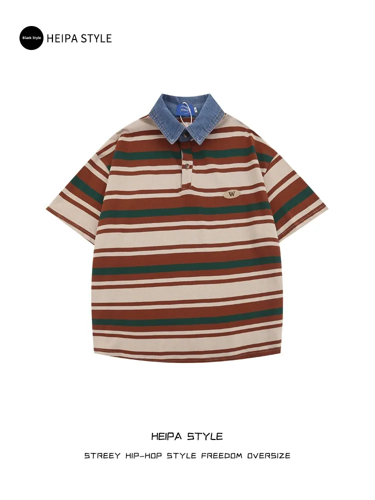 Мужская винтажная полосатая рубашка свободного кроя с коротким рукавом, повседневная летняя хлопковая футболка, ретро-рубашка с джинсовым воротником, модная молодежная одежда
Мужская винтажная полосатая рубашка свободного кроя с коротким рукавом, повседневная летняя хлопковая футболка, ретро-рубашка с джинсовым воротником, модная молодежная одежда