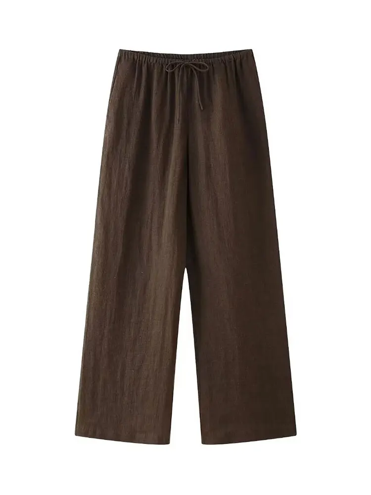 TRAFZA 2024 Spring Trousers For Women Fashion Linen High Waist Loose Long Pants Female Casual Versatile Women's Wide Leg Pant
TRAFZA 2024 Spring Trousers For Women Fashion Linen High Waist Loose Long Pants Female Casual Versatile Women's Wide Leg Pant