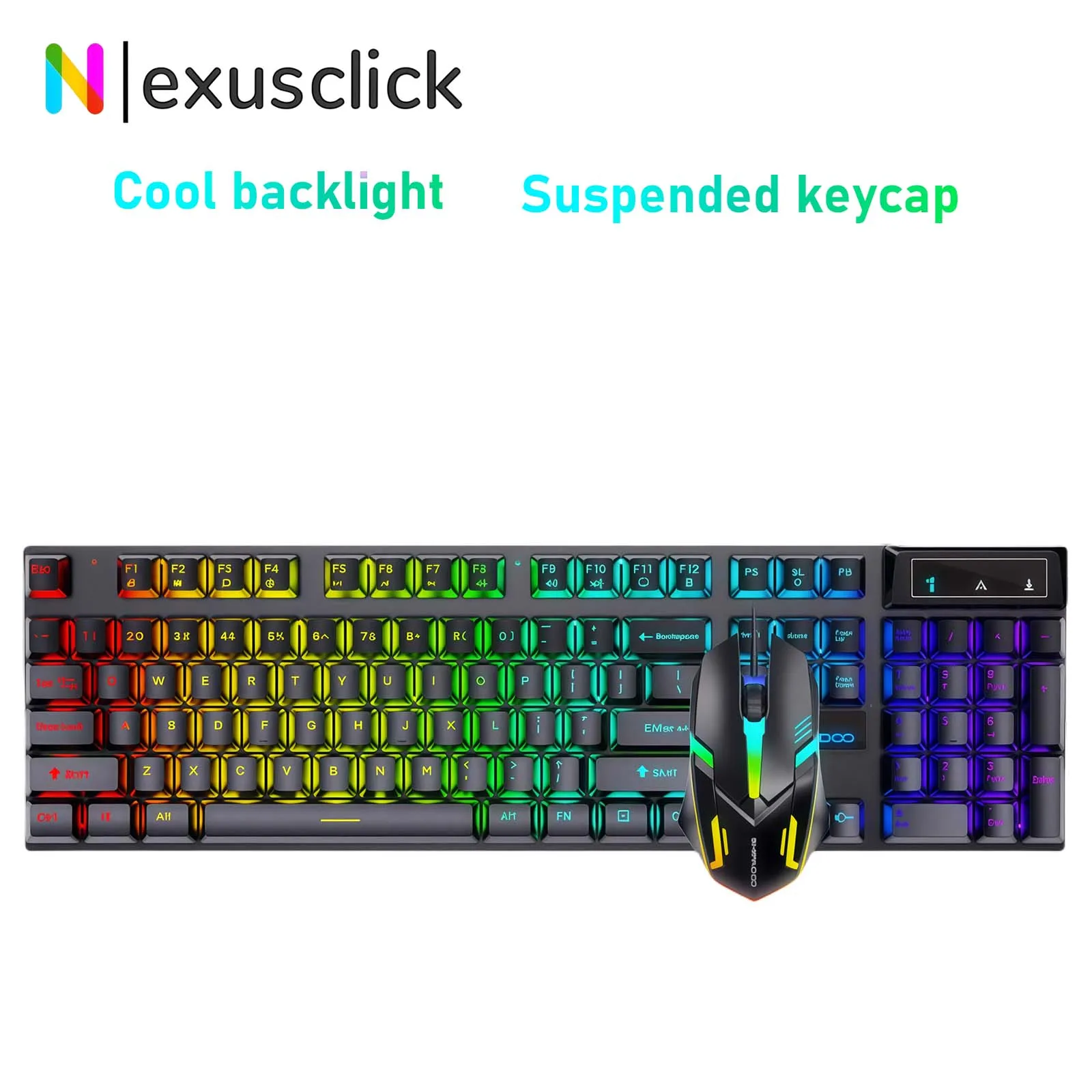 Dazzle Color Wired Keyboard and Mouse Set 1200dpi Mechanical Feeling Office Home Backlight Hover Keys Gaming Keyboard and Mouse
Dazzle Color Wired Keyboard and Mouse Set 1200dpi Mechanical Feeling Office Home Backlight Hover Keys Gaming Keyboard and Mouse