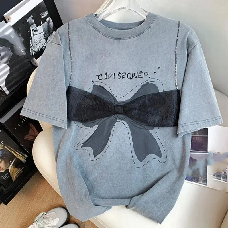 EBAIHUI 3D Bow Women's T-shirt Summer Oversized Style Women's Short Sleeved T-shirt New Loose Round Neck Casual Cute Top
EBAIHUI 3D Bow Women's T-shirt Summer Oversized Style Women's Short Sleeved T-shirt New Loose Round Neck Casual Cute Top