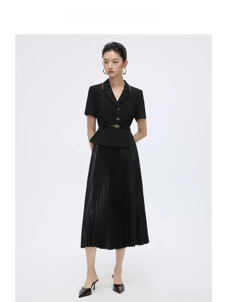 Naijia Summer 2025 Women's Suiting Plaid Dress Short Sleeve Pure Color Midi Dress Elegant Style Polyester Fiber Dress
Naijia Summer 2025 Women's Suiting Plaid Dress Short Sleeve Pure Color Midi Dress Elegant Style Polyester Fiber Dress