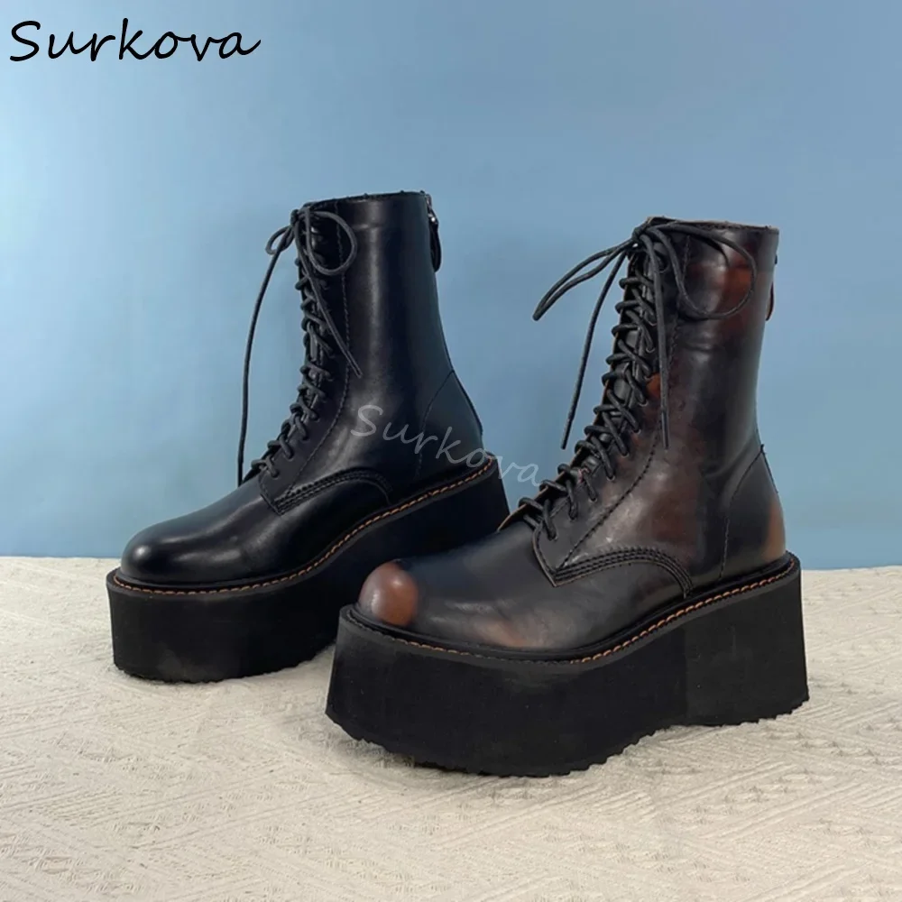 Retro Rubbing Color Leather Boots Chunky Motorcycle Boots For Women Autumn Fashion Round Toe Combat Boots Ladies Shoes 2025 New
Retro Rubbing Color Leather Boots Chunky Motorcycle Boots For Women Autumn Fashion Round Toe Combat Boots Ladies Shoes 2025 New