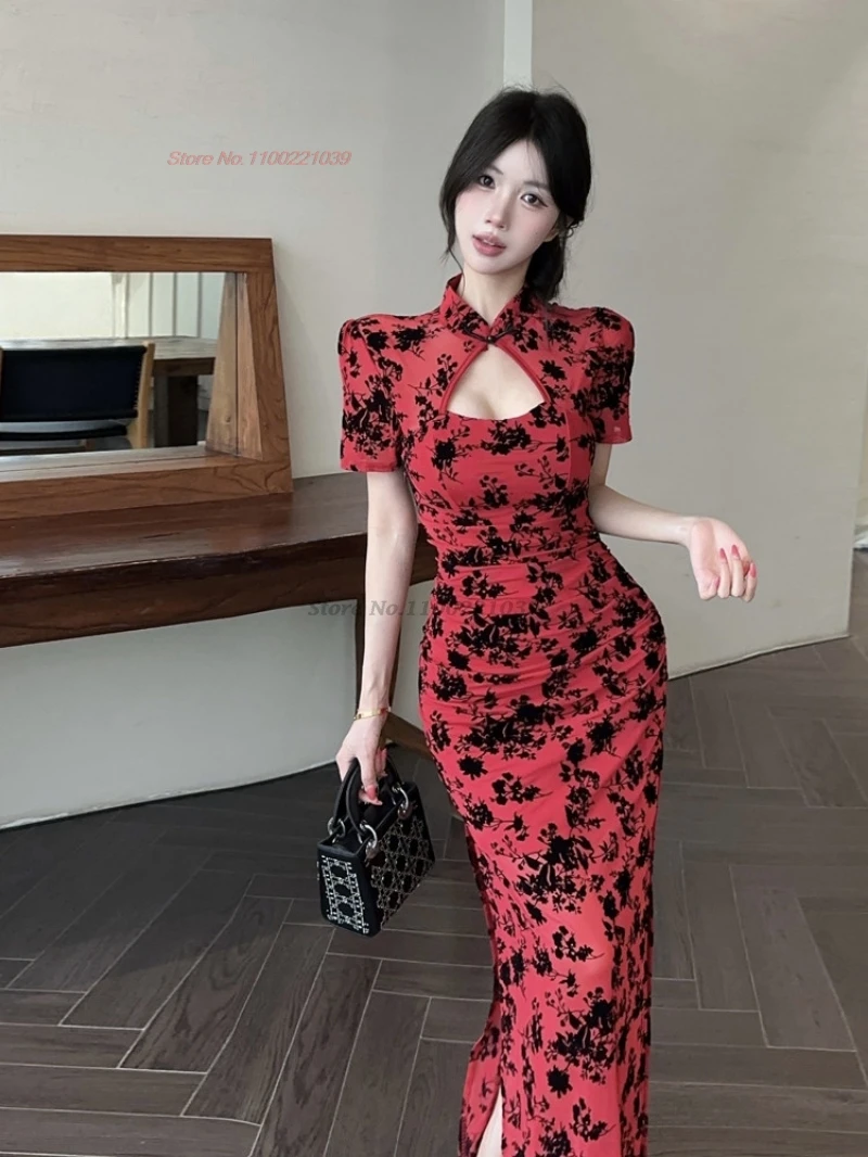 2026 chinese sexy dress improved cheongsam national flower print flocked mesh qipao retro nightclub dress banquet evening dress
2026 chinese sexy dress improved cheongsam national flower print flocked mesh qipao retro nightclub dress banquet evening dress