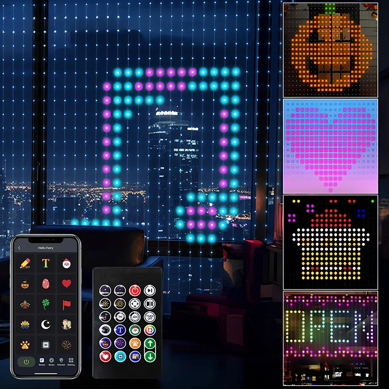 USB Christmas Led Smart Curtain Lights Bluetooth App Led String RGB Fairy Lights DIY Text Pattern Animation Garland Room Decor
USB Christmas Led Smart Curtain Lights Bluetooth App Led String RGB Fairy Lights DIY Text Pattern Animation Garland Room Decor
